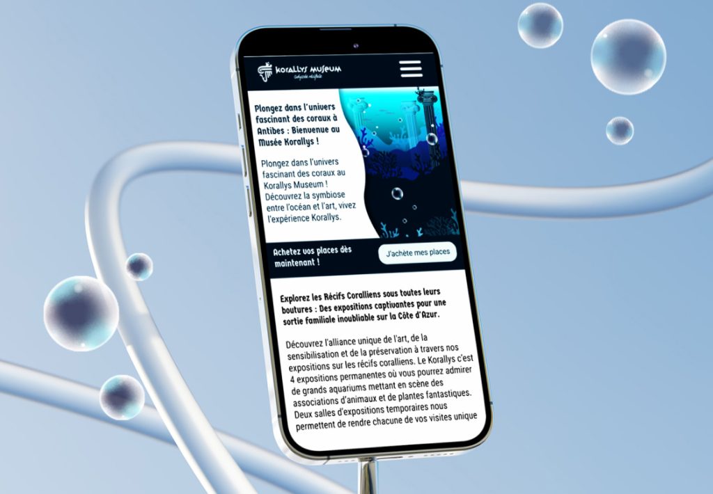 site web pour le Korallys Museum - version mobile - Pixta communication