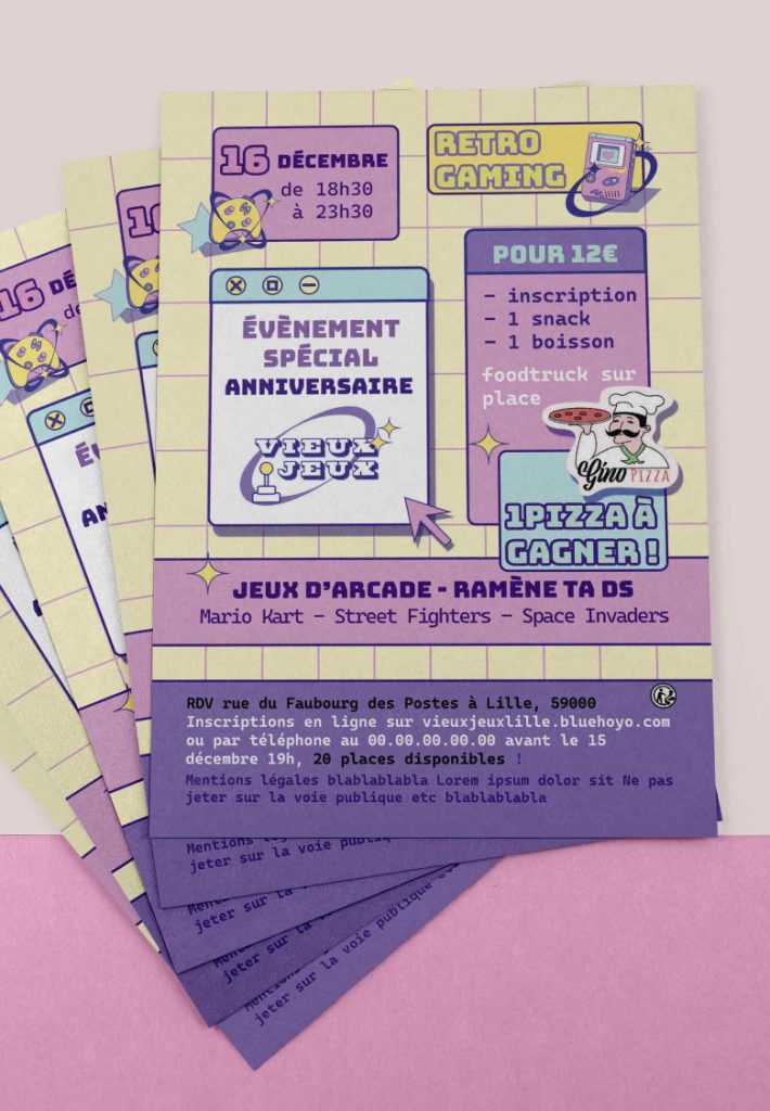 flyers personnalisé pour la marque Vieux Jeux - Pixta communication