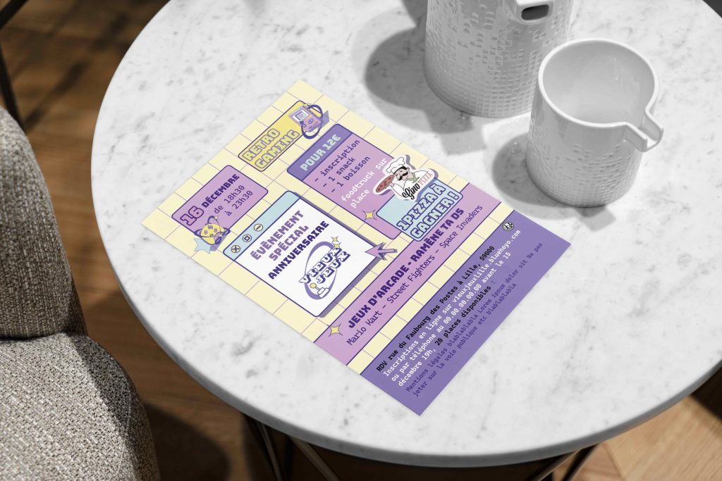 mockup de flyers vieux jeux - horizontal - pixta communication